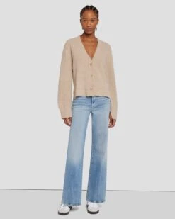 7 For All Mankind Cashmere Cardigan In Oatmeal -7 For All Mankind Shop 7N123F34 OAT 6