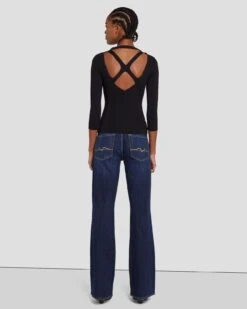 7 For All Mankind Open Back Knit Top In Black -7 For All Mankind Shop 7N124D35 BLK 4