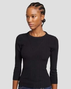 7 For All Mankind Open Back Knit Top In Black -7 For All Mankind Shop 7N124D35 BLK 5