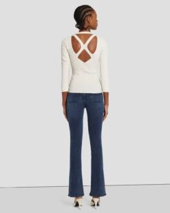 7 For All Mankind Open Back Knit Top In Cream -7 For All Mankind Shop 7N124D35 CRM 4