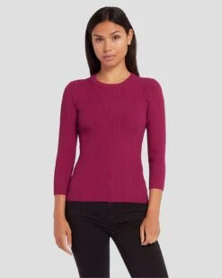 7 For All Mankind Open Back Knit Top In Raspberry