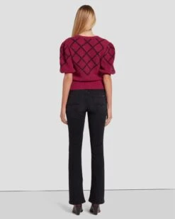 7 For All Mankind Puff Diamond Sweater In Raspberry -7 For All Mankind Shop 7N126F41 RBR 4
