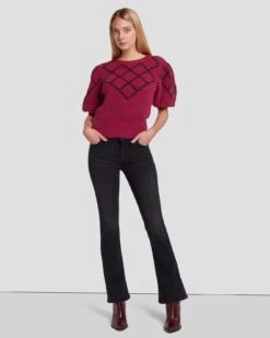7 For All Mankind Puff Diamond Sweater In Raspberry -7 For All Mankind Shop 7N126F41 RBR 6