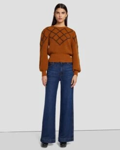7 For All Mankind Diamond Sweater In Ginger 12 7 For All Mankind Diamond Sweater In Ginger -7 For All Mankind Shop 7N128F41 GIN 5