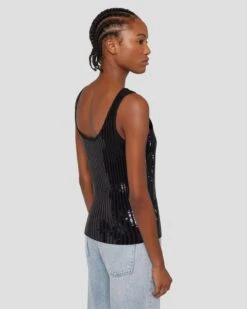 7 For All Mankind Sequin Tank In Black -7 For All Mankind Shop 7N129F44 BLK 6