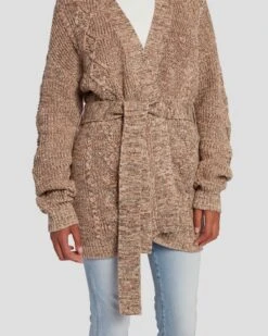 7 For All Mankind Belted Cardigan In Safari -7 For All Mankind Shop 7N130F52 SAM 5