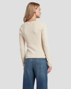 7 For All Mankind Knit Weave Top In Bone -7 For All Mankind Shop 7N132D35 BON 4