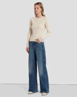 7 For All Mankind Knit Weave Top In Bone -7 For All Mankind Shop 7N132D35 BON 6