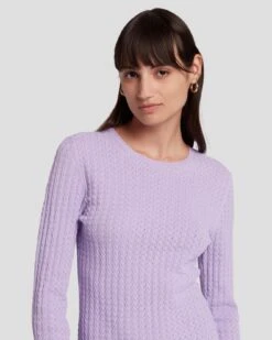 7 For All Mankind Knit Weave Top In Lavender -7 For All Mankind Shop 7N132D35 LAV 3