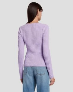 7 For All Mankind Knit Weave Top In Lavender -7 For All Mankind Shop 7N132D35 LAV 4