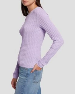 7 For All Mankind Knit Weave Top In Lavender -7 For All Mankind Shop 7N132D35 LAV 5