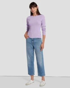 7 For All Mankind Knit Weave Top In Lavender -7 For All Mankind Shop 7N132D35 LAV 6