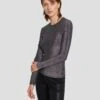 7 For All Mankind Long Sleeve Shimmer Top In Gunmetal