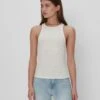 7 For All Mankind Racerback Tank In Ivory