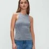 7 For All Mankind Racerback Tank In Soft Slate