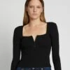 7 For All Mankind Quarter Zip Ribbed Top In Moonless Night -7 For All Mankind Shop 7N331F08 MLN 1