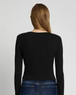 7 For All Mankind Quarter Zip Ribbed Top In Moonless Night -7 For All Mankind Shop 7N331F08 MLN 4