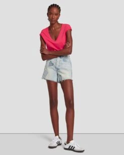 7 For All Mankind Easy V-Neck In Geranium -7 For All Mankind Shop 7N335I09 GER 0916 M