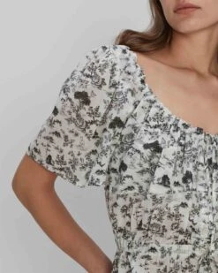 7 For All Mankind Peasant Top In Green Toile -7 For All Mankind Shop 7N539D50 TOI 03