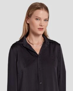 7 For All Mankind Embellished Satin Button-Up Shirt In Black 10 7 For All Mankind Embellished Satin Button-Up Shirt In Black -7 For All Mankind Shop 7N545F63 BLK 3