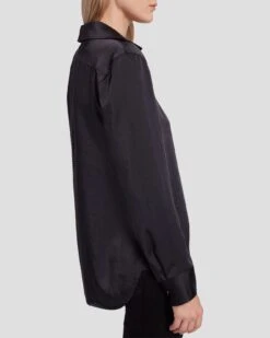 7 For All Mankind Embellished Satin Button-Up Shirt In Black 12 7 For All Mankind Embellished Satin Button-Up Shirt In Black -7 For All Mankind Shop 7N545F63 BLK 5