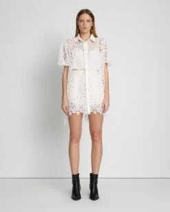 7 For All Mankind Star Lace Button Up Tunic In Antique White -7 For All Mankind Shop 7N563F11 ANW 2