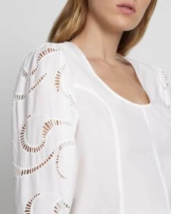 7 For All Mankind Balloon Sleeve Eyelet Top In Antique White -7 For All Mankind Shop 7N564F07 ANW 3