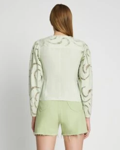 7 For All Mankind Balloon Sleeve Eyelet Top In Seafoam -7 For All Mankind Shop 7N564F07 SFM 4