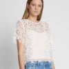 7 For All Mankind Star Lace Cropped Tee In Antique White -7 For All Mankind Shop 7N566F11 ANW 1