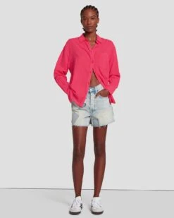 7 For All Mankind Classic Button Up Shirt In Geranium -7 For All Mankind Shop 7N567C51 GER 0921 FI
