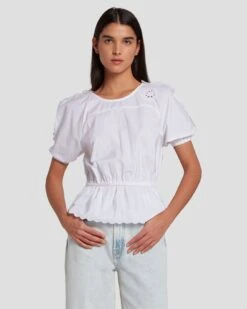 7 For All Mankind Eyelet Top In Bright White -7 For All Mankind Shop 7N569F36 BRW 5
