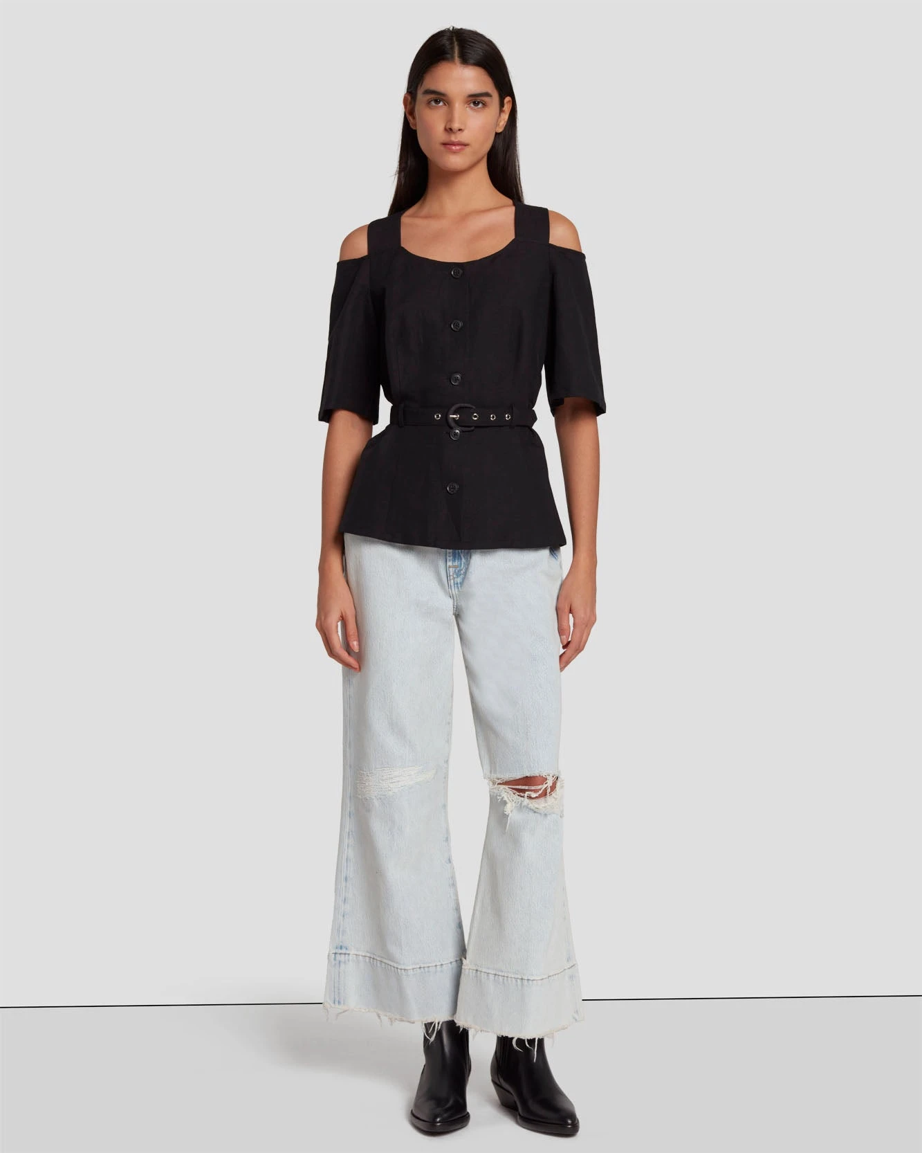 7 For All Mankind Tailored Off The Shoulder Top In Black 8 7 For All Mankind Tailored Off The Shoulder Top In Black - Image 6