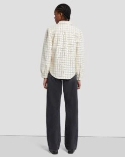 7 For All Mankind Faux Leather Eyelet Classic Shirt In Cream -7 For All Mankind Shop 7N571F06 CRM 4