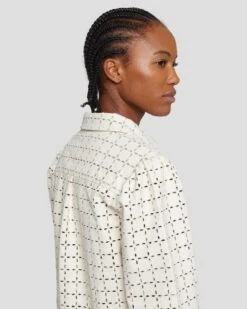 7 For All Mankind Faux Leather Eyelet Classic Shirt In Cream -7 For All Mankind Shop 7N571F06 CRM 5