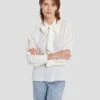 7 For All Mankind Silk Tie Neck Blouse In Cream -7 For All Mankind Shop 7N576F49 CRM 1