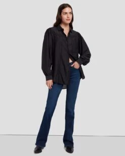 7 For All Mankind Prairie Blouse In Black -7 For All Mankind Shop 7N577F56 BLK 5