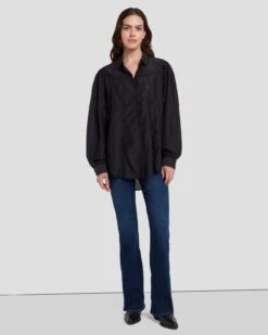 7 For All Mankind Prairie Blouse In Black -7 For All Mankind Shop 7N577F56 BLK 6