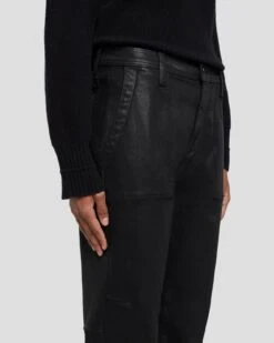 7 For All Mankind Darted Boyfriend Jogger In Coated Black -7 For All Mankind Shop 7N732752 CBA 3