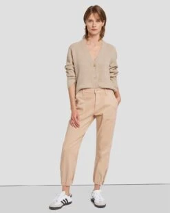 7 For All Mankind Darted Boyfriend Jogger In Coated Camel
