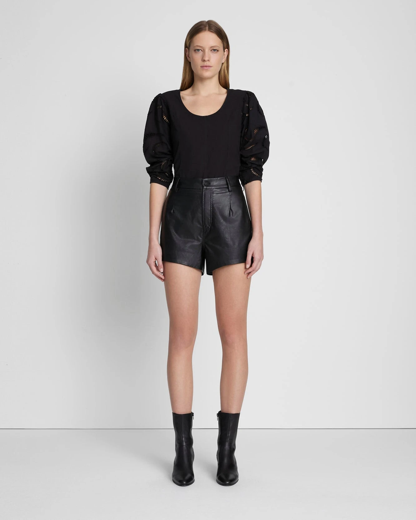 7 For All Mankind Faux Leather Tailored Short In Black 3 7 For All Mankind Faux Leather Tailored Short In Black