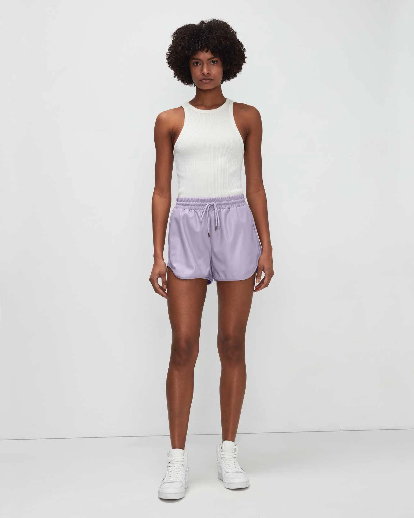 7 For All Mankind Faux Leather Dolphin Shorts In Light Lavender 3 7 For All Mankind Faux Leather Dolphin Shorts In Light Lavender