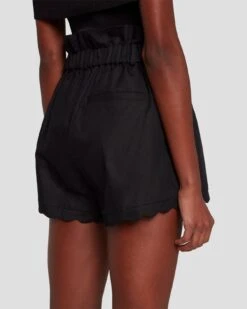 7 For All Mankind Paperbag Linen Short In Black -7 For All Mankind Shop 7N817F31 BLK 5