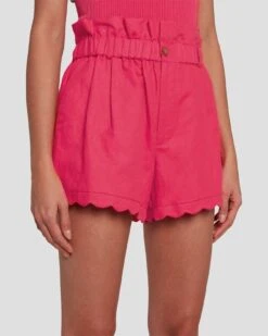 7 For All Mankind Paperbag Linen Short In Geranium -7 For All Mankind Shop 7N817F31 GER 1148 D1