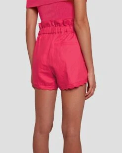 7 For All Mankind Paperbag Linen Short In Geranium -7 For All Mankind Shop 7N817F31 GER 1153 D2
