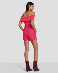 7 For All Mankind Paperbag Linen Short In Geranium -7 For All Mankind Shop 7N817F31 GER 1158 B