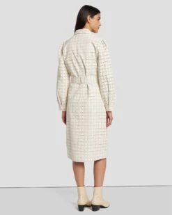 7 For All Mankind Faux Leather Belted Shirt Dress In Cream -7 For All Mankind Shop 7N822F06 CRM 4