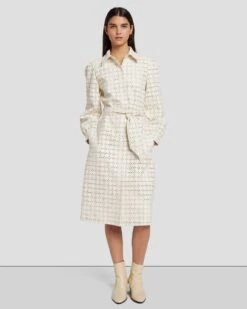 7 For All Mankind Faux Leather Belted Shirt Dress In Cream -7 For All Mankind Shop 7N822F06 CRM 6