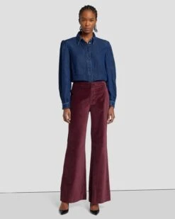 7 For All Mankind Modern Dojo Velvet Trouser In Winetasting -7 For All Mankind Shop 7N824F38 WNT 1