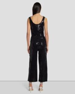 7 For All Mankind Sequin Wide Leg Knit Jumpsuit In Black -7 For All Mankind Shop 7N830F44 BLK 4