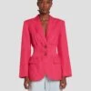 7 For All Mankind Cinched Waist Linen Blazer In Geranium